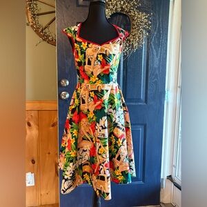 Tropical Print Midi Dress